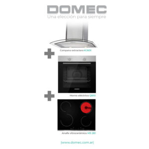 Combo Horno eléctrico Q610 + Anafe vitrocerámico MS261 + Campana KC60X