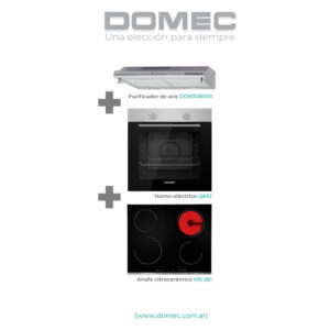 Combo Horno eléctrico Q610 + Anafe vitrocerámico MS261 + Purificador DOM3060DI