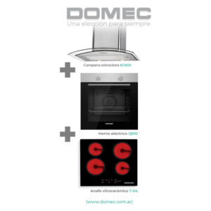 Combo Horno eléctrico Q610 + Anafe vitrocerámico T-04 + Campana KC60X