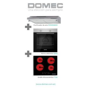 Combo Horno eléctrico Q610 + Anafe vitrocerámico T-04 + Purificador DOM3060DI